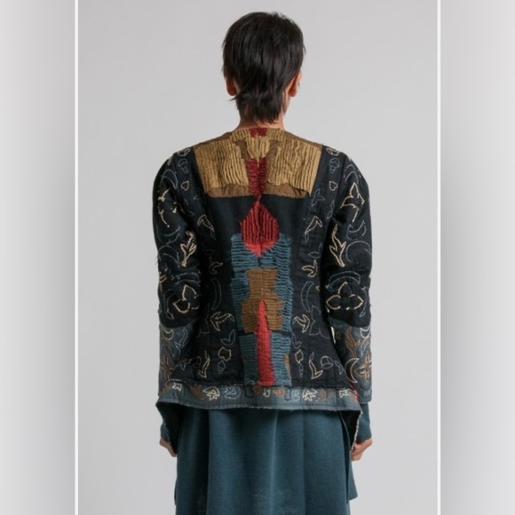Urban Zen Patchwork Artisan Jacket M Linen Cotton Silk Hand Stitched Made In USA - Picture 6 of 10